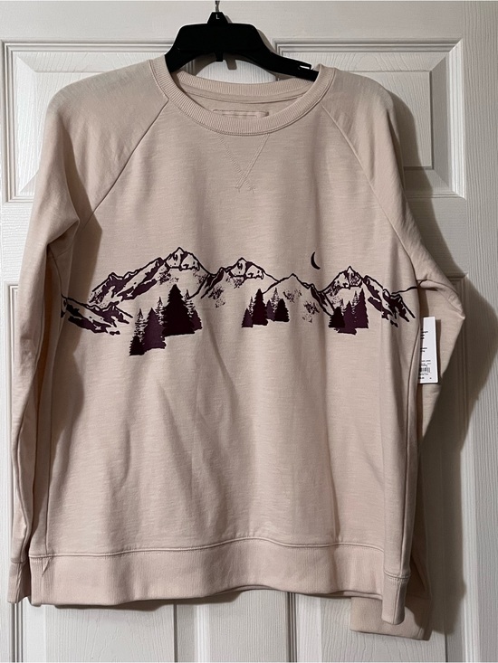 Sonoma Goods For Life Sweaters - Women's Cream Crewneck Sweatshirt with Plum Mountain Graphic